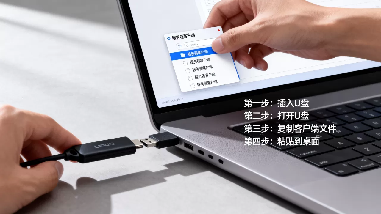 u盘里的服务器客户端怎么移到桌面,操作步骤是什么? u盘里的服务器客户端怎么移到桌面,操作步骤是什么?