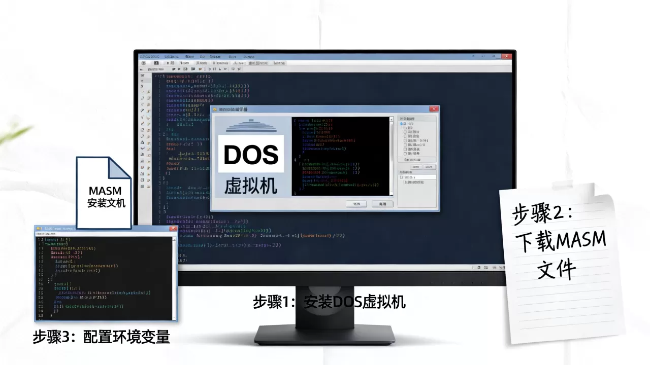 如何在DOS虚拟机里搭建MASM汇编环境?有什么步骤? 如何在DOS虚拟机里搭建MASM汇编环境?有什么步骤?