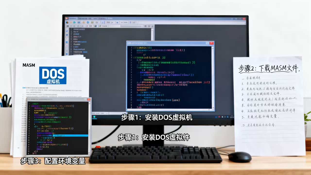 如何在DOS虚拟机里搭建MASM汇编环境?有什么步骤? 如何在DOS虚拟机里搭建MASM汇编环境?有什么步骤?
