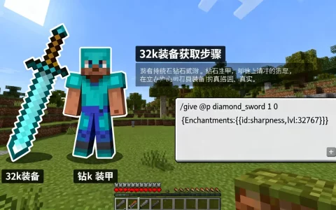 我的世界服务器里怎么获得32k装备，32k指令是什么