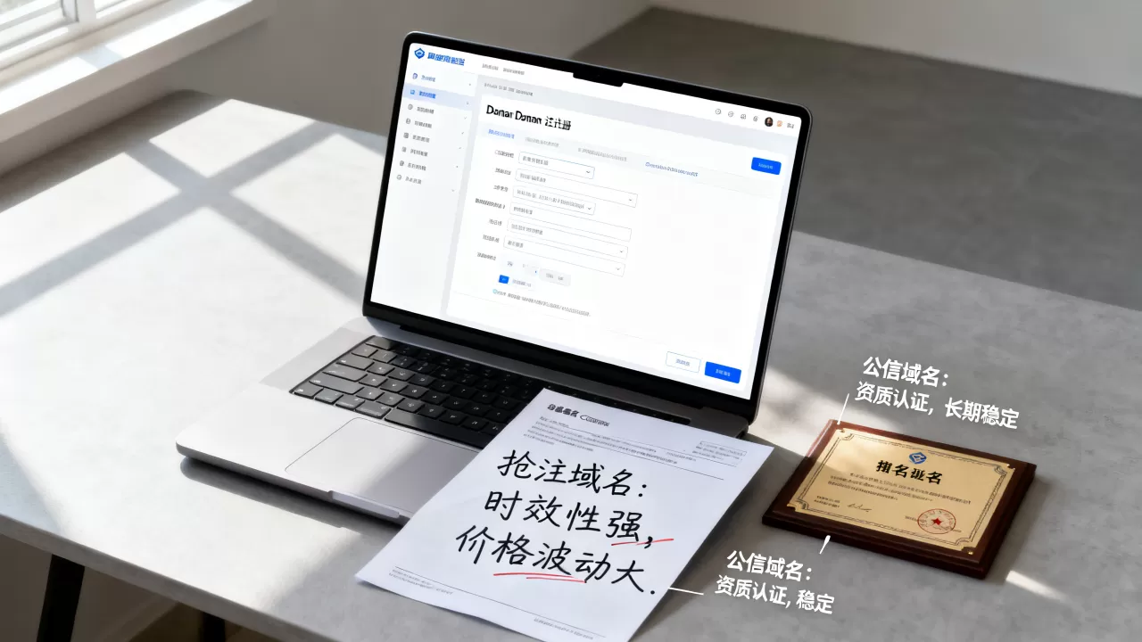 抢注域名和公信域名区别在哪,怎么选更靠谱? 抢注域名和公信域名区别在哪,怎么选更靠谱?