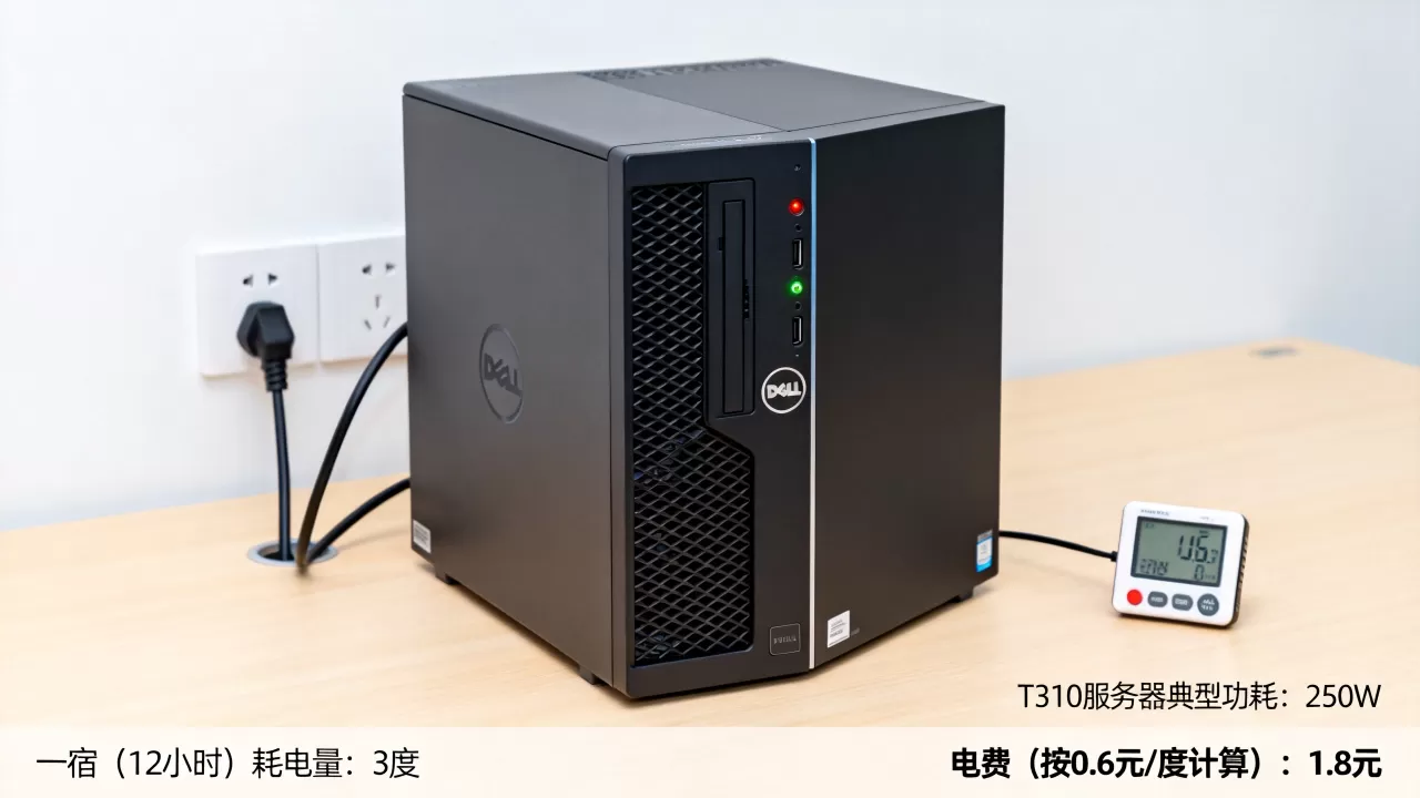 戴尔t310服务器一宿耗电多少度,电费多少钱? 戴尔t310服务器一宿耗电多少度,电费多少钱?