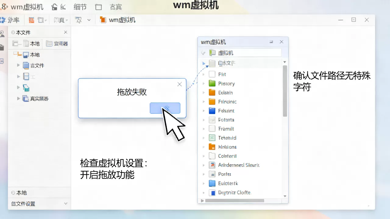 为什么wm虚拟机拖放文件不成功,如何解决? 为什么wm虚拟机拖放文件不成功,如何解决?