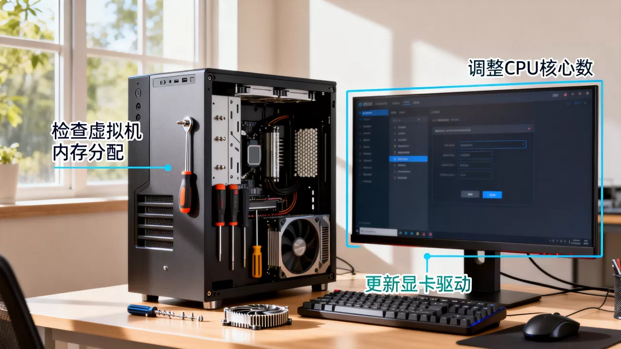 组装电脑虚拟机配置不对该怎么设置?,性能卡顿怎么解决? 组装电脑虚拟机配置不对该怎么设置?,性能卡顿怎么解决?
