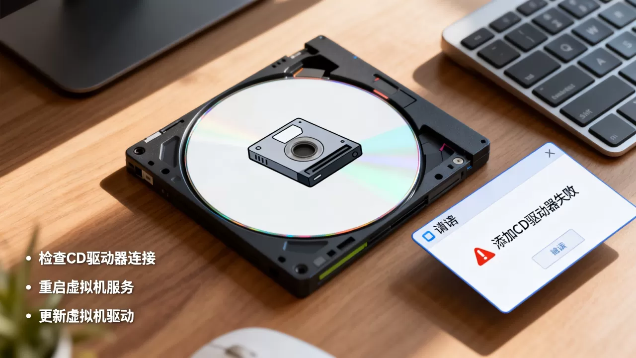 虚拟机添加cd驱动器失败怎么办? 虚拟机添加cd驱动器失败怎么办?