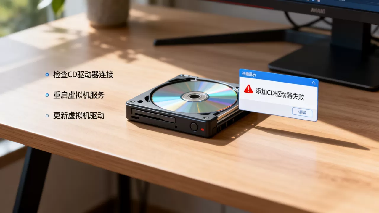 虚拟机添加cd驱动器失败怎么办? 虚拟机添加cd驱动器失败怎么办?
