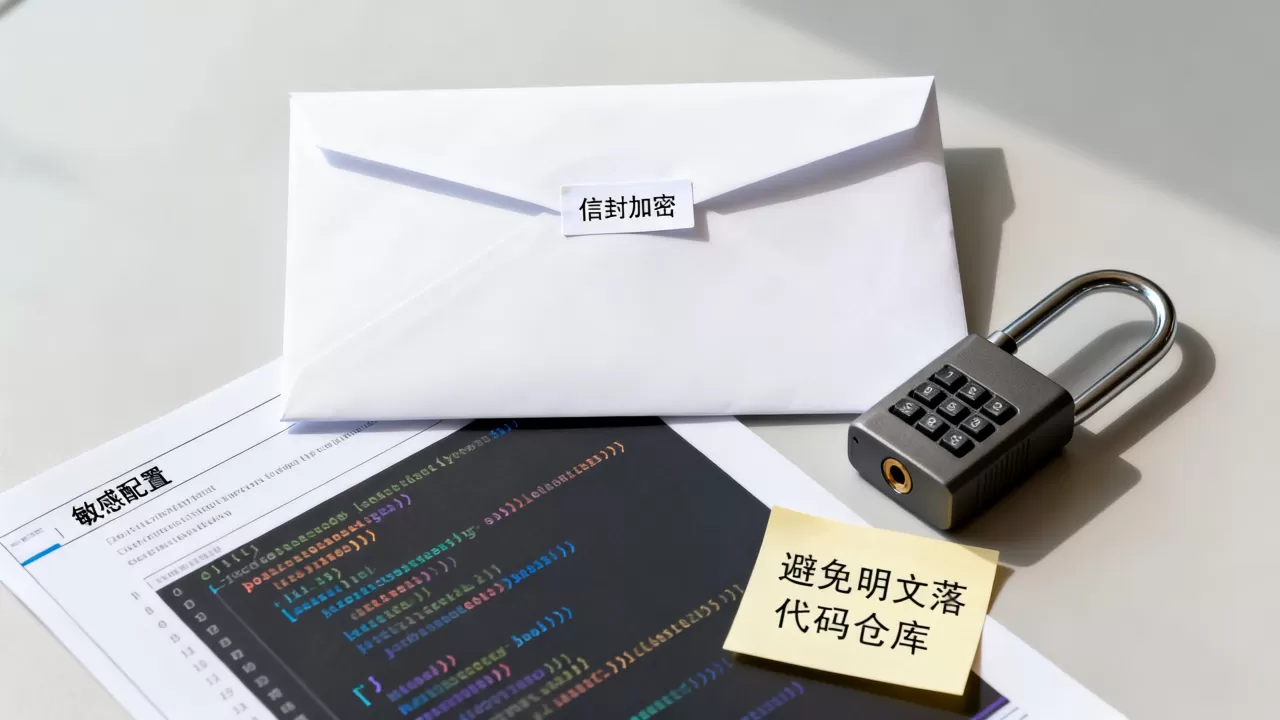 信封加密如何避免敏感配置明文落代码仓库,有哪些方法? 信封加密如何避免敏感配置明文落代码仓库,有哪些方法?