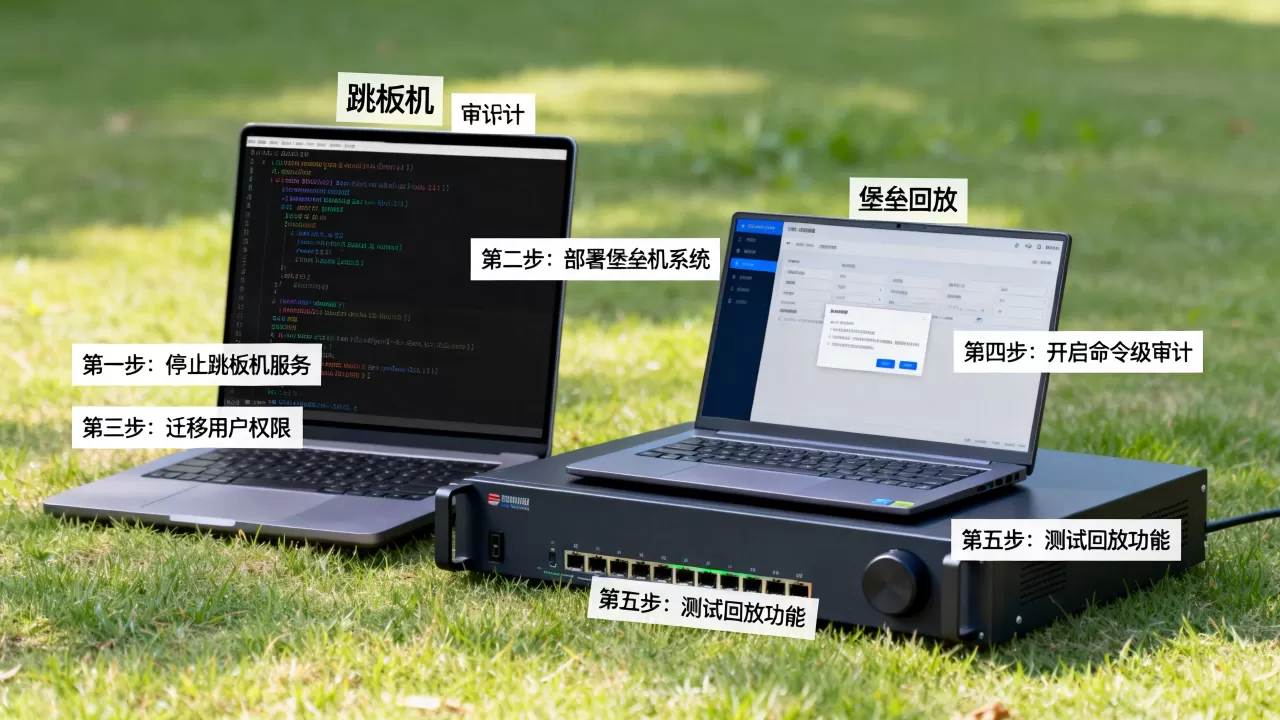 如何把跳板机替换为堡垒机实现命令级审计回放,操作步骤是什么? 如何把跳板机替换为堡垒机实现命令级审计回放,操作步骤是什么?
