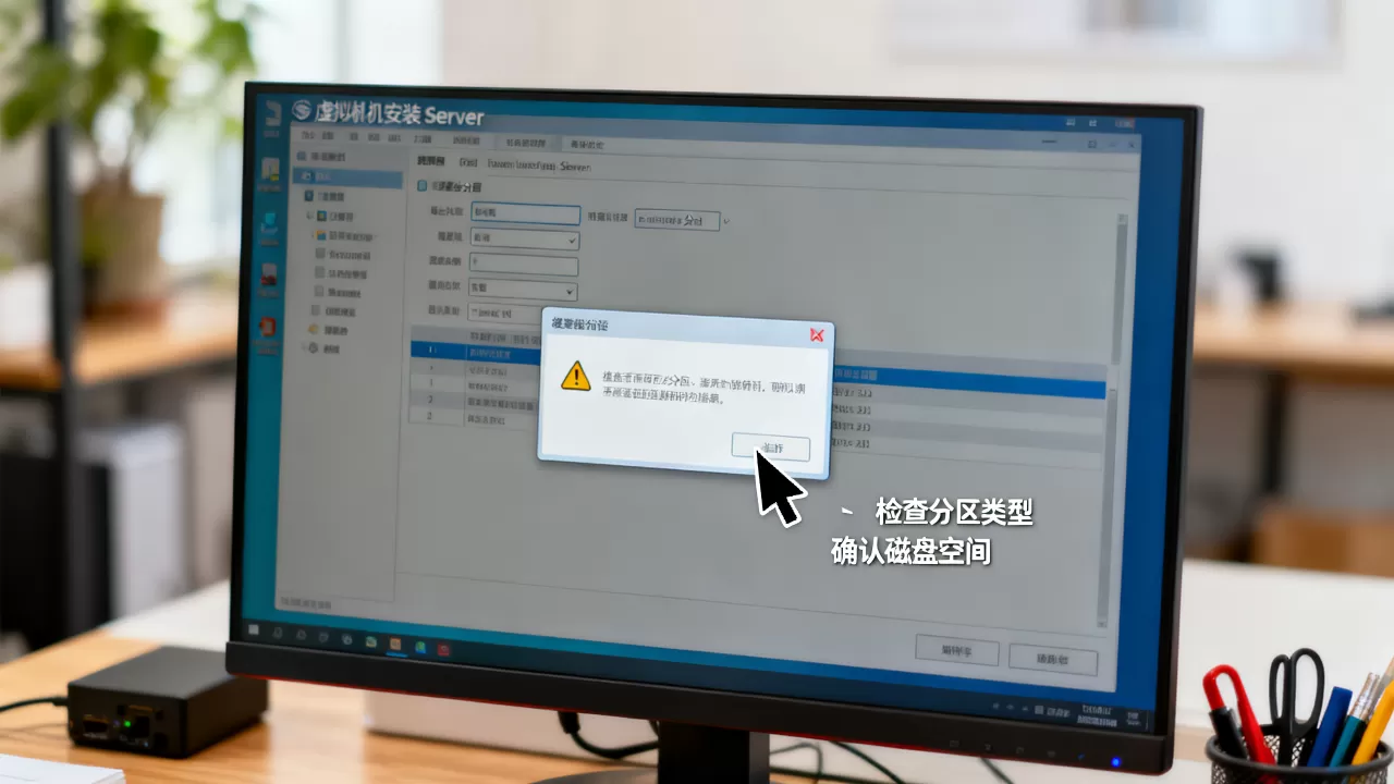 虚拟机安装server时,磁盘分区报错怎么办? 虚拟机安装server时,磁盘分区报错怎么办?