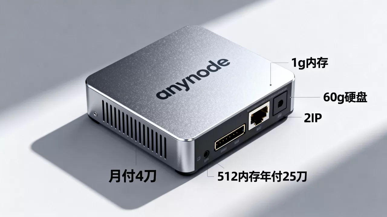 anynode-1g内存/60g硬盘/2IP/月付4刀(512内存年付25刀) anynode-1g内存/60g硬盘/2IP/月付4刀(512内存年付25刀)