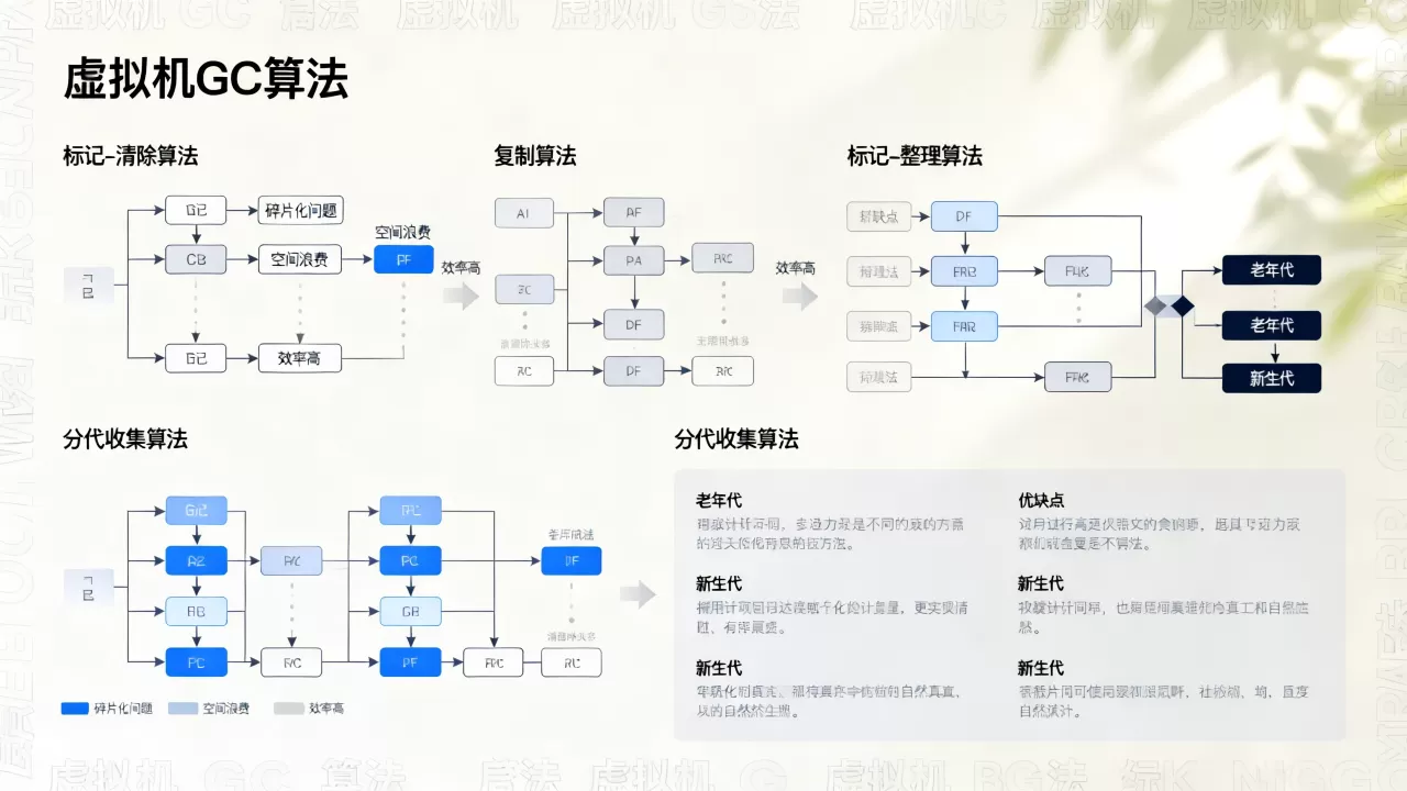 虚拟机gc算法有哪些?优缺点及适用场景是什么? 虚拟机gc算法有哪些?优缺点及适用场景是什么?