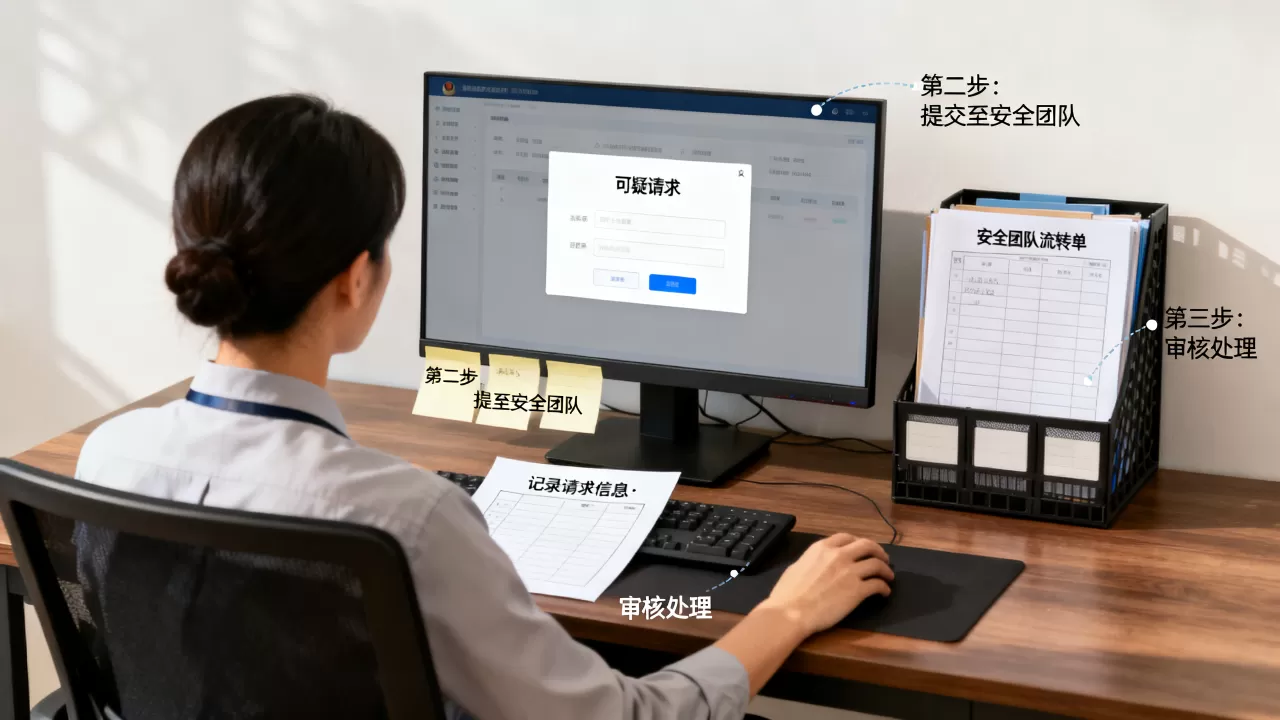 业务侧发现可疑请求后如何上报?,流转机制是什么 业务侧发现可疑请求后如何上报?,流转机制是什么