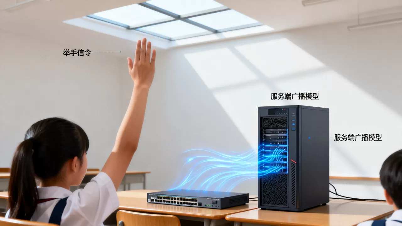 互动课堂学生举手信令如何实现广播?,服务端广播模型是什么 互动课堂学生举手信令如何实现广播?,服务端广播模型是什么