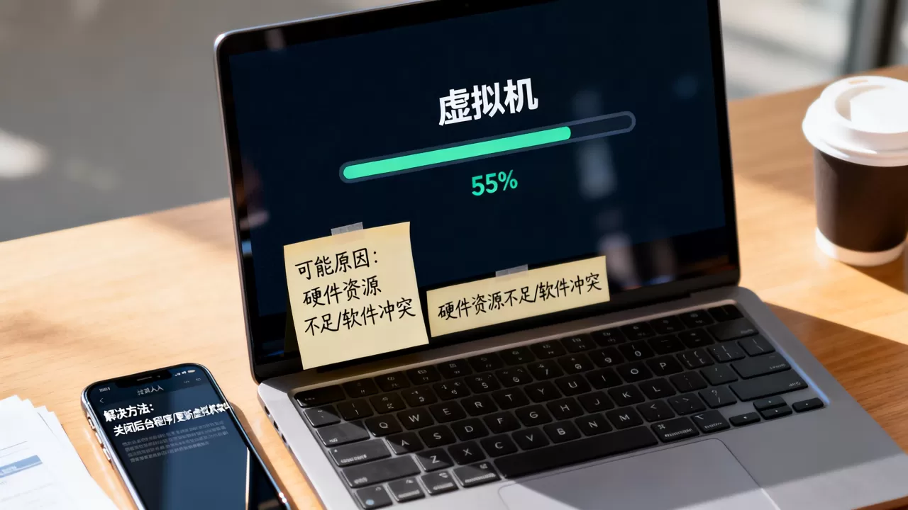 虚拟机卡在55%不动是什么原因,怎么解决? 虚拟机卡在55%不动是什么原因,怎么解决?
