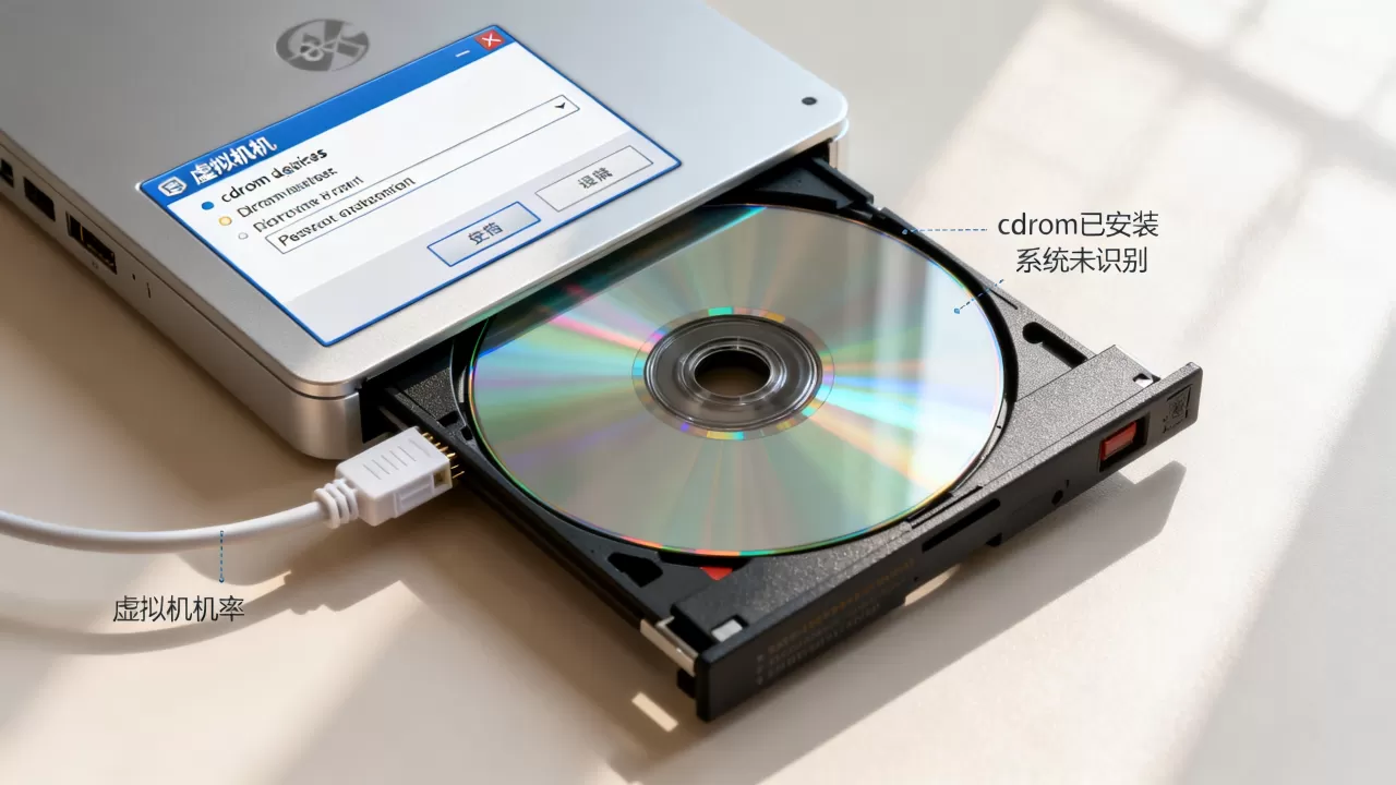 虚拟机安装cdrom后,系统为何无法识别光盘设备? 虚拟机安装cdrom后,系统为何无法识别光盘设备?