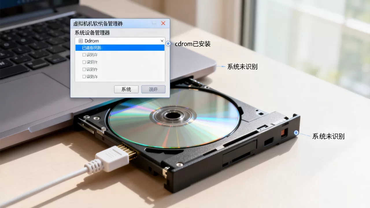 虚拟机安装cdrom后,系统为何无法识别光盘设备? 虚拟机安装cdrom后,系统为何无法识别光盘设备?