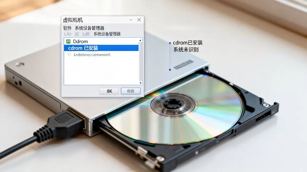 虚拟机安装cdrom后,系统为何无法识别光盘设备? 虚拟机安装cdrom后,系统为何无法识别光盘设备?