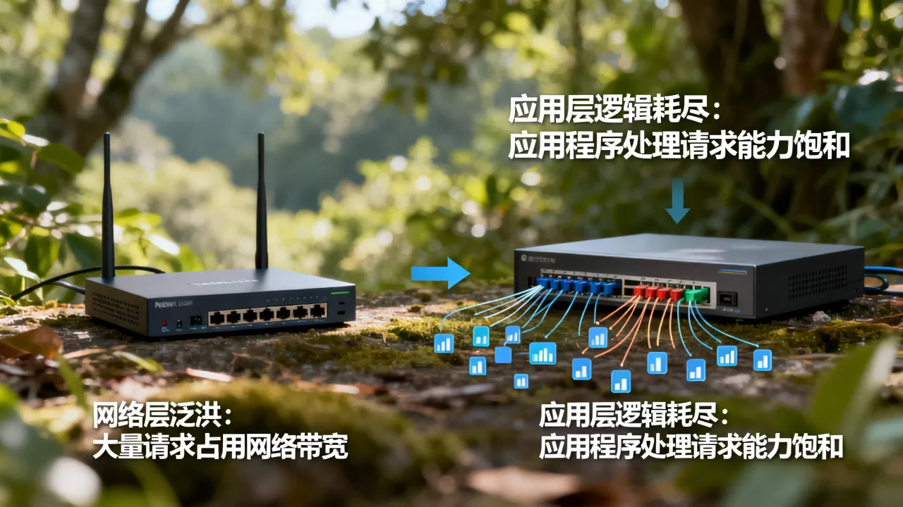 网络层泛洪和应用层逻辑耗尽有何区别,是什么意思? 网络层泛洪和应用层逻辑耗尽有何区别,是什么意思?