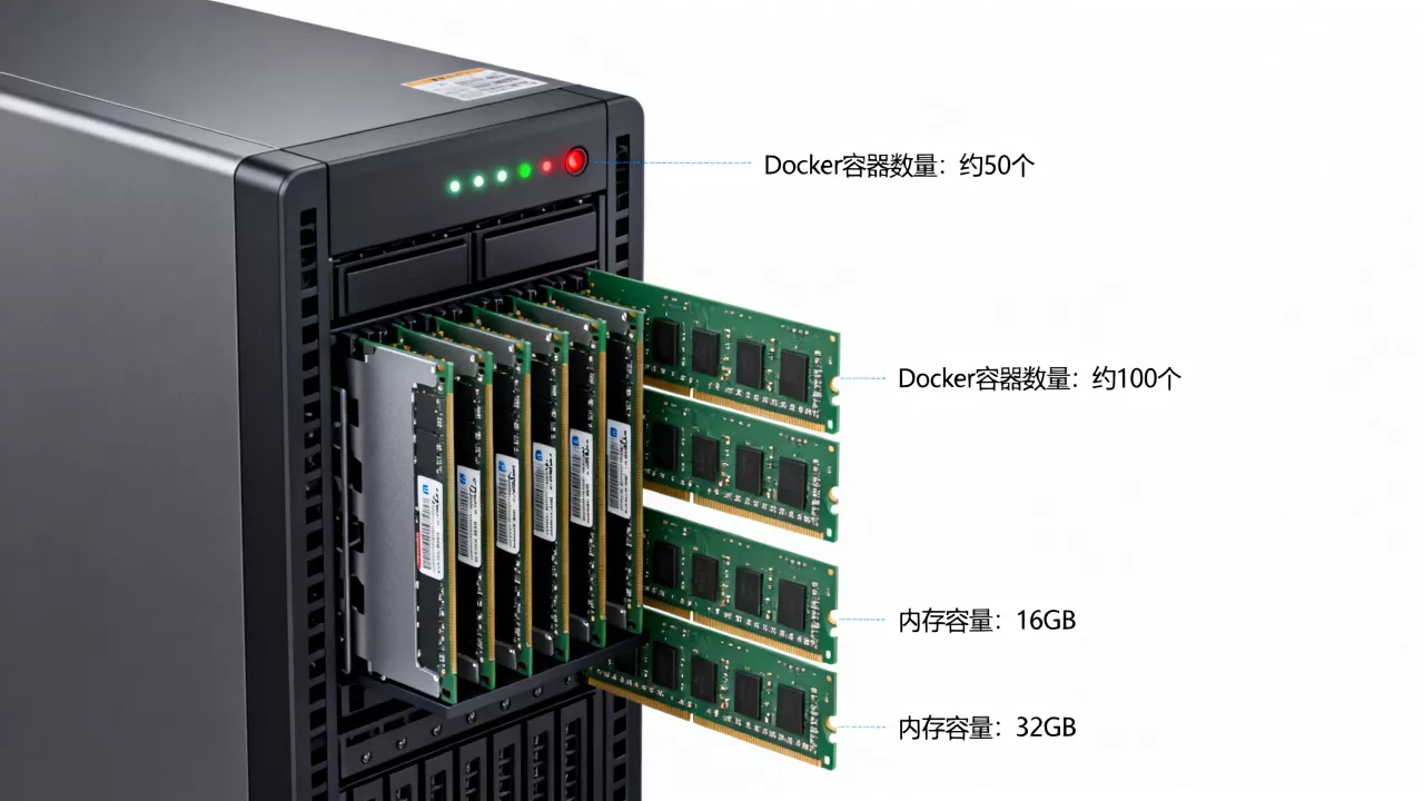 一台服务器到底能跑多少个Docker,和内存大小有什么关系? 一台服务器到底能跑多少个Docker,和内存大小有什么关系?
