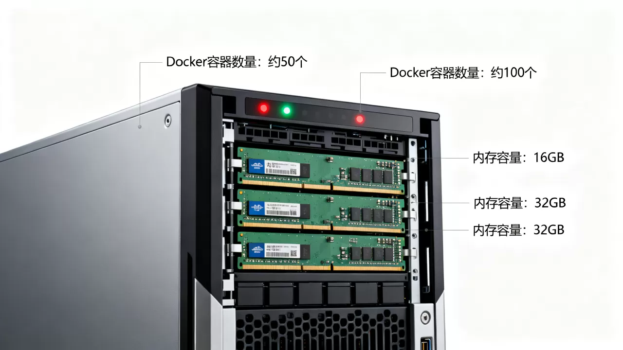 一台服务器到底能跑多少个Docker,和内存大小有什么关系? 一台服务器到底能跑多少个Docker,和内存大小有什么关系?