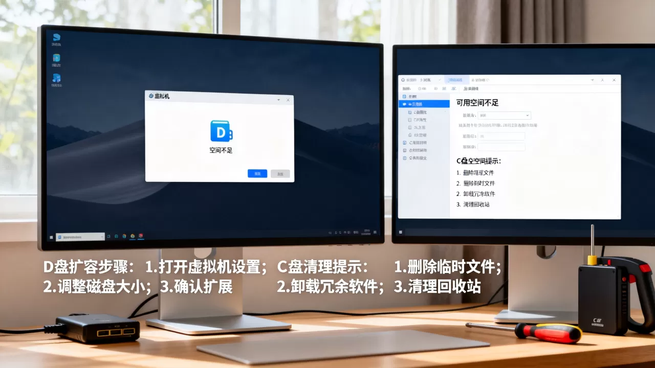 虚拟机D盘空间不足如何扩容,电脑C盘空间不足怎么清理 虚拟机D盘空间不足如何扩容,电脑C盘空间不足怎么清理