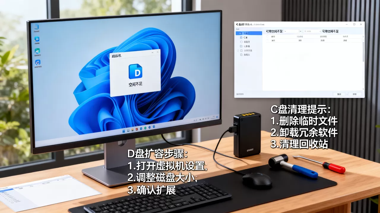 虚拟机D盘空间不足如何扩容,电脑C盘空间不足怎么清理 虚拟机D盘空间不足如何扩容,电脑C盘空间不足怎么清理
