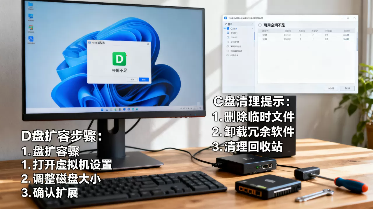 虚拟机D盘空间不足如何扩容,电脑C盘空间不足怎么清理 虚拟机D盘空间不足如何扩容,电脑C盘空间不足怎么清理
