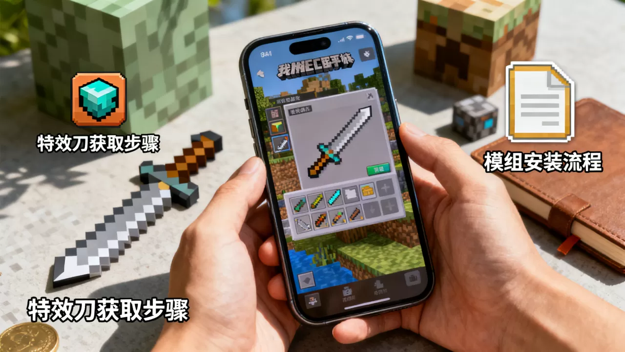 我的世界EC服手机版特效刀咋得?,我的世界手机版怎么装模组? 我的世界EC服手机版特效刀咋得?,我的世界手机版怎么装模组?