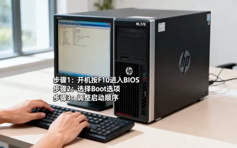 如何调整HP服务器ML370的BIOS启动项，设置步骤是什么？