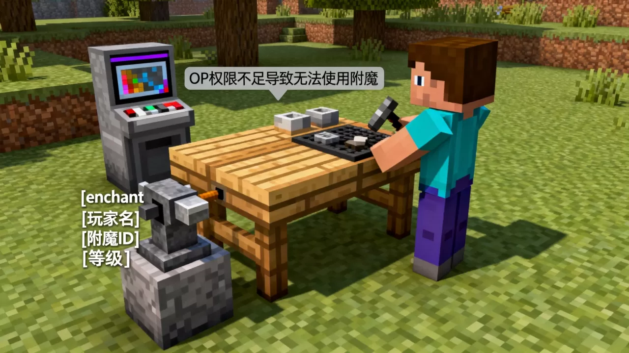 我的世界服务器OP为什么用不了附魔?,附魔指令怎么用 我的世界服务器OP为什么用不了附魔?,附魔指令怎么用