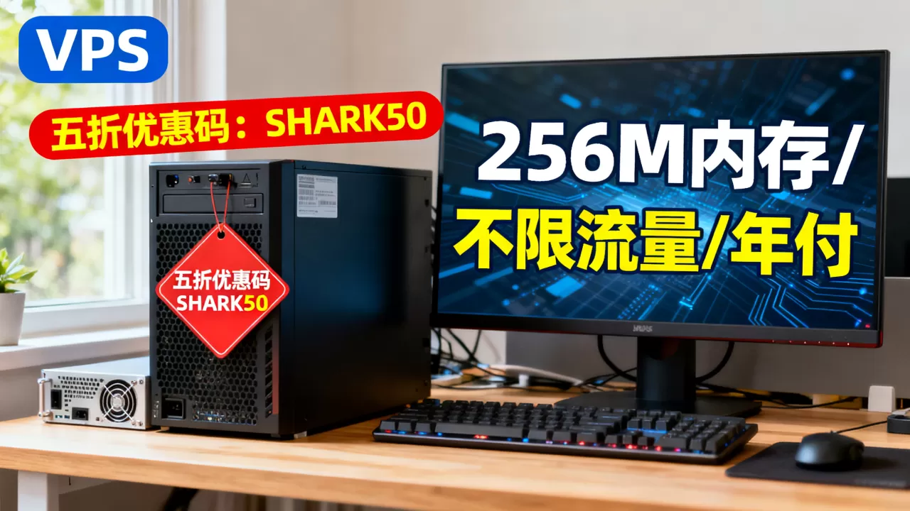 鲨鱼机房VPS五折优惠码怎么用,256M内存不限流量年付值得吗 鲨鱼机房VPS五折优惠码怎么用,256M内存不限流量年付值得吗
