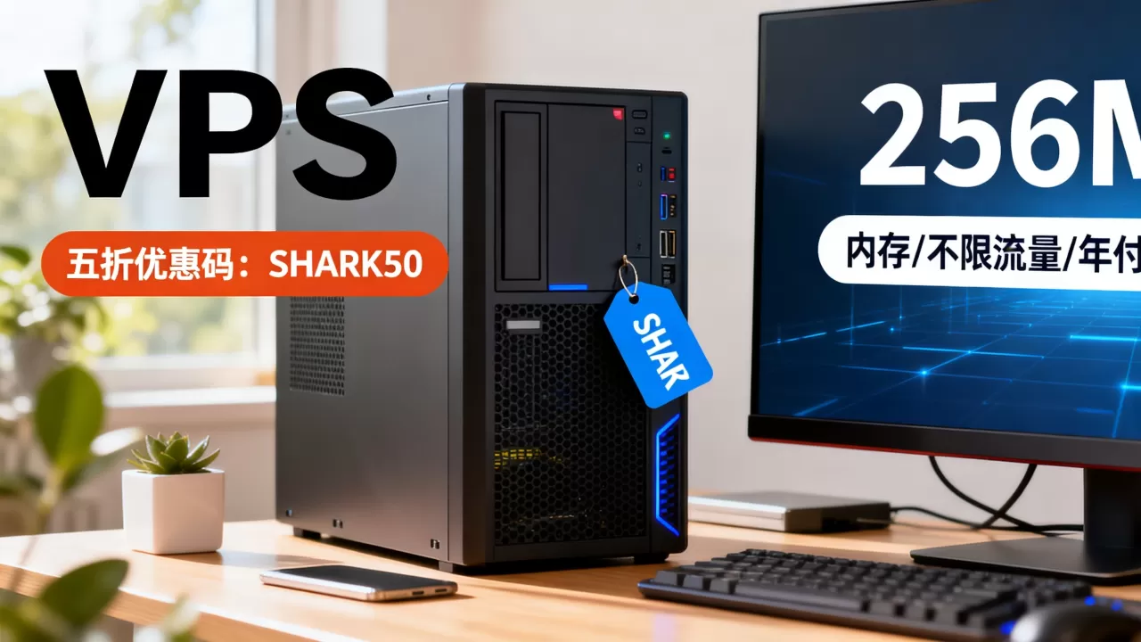 鲨鱼机房VPS五折优惠码怎么用,256M内存不限流量年付值得吗 鲨鱼机房VPS五折优惠码怎么用,256M内存不限流量年付值得吗