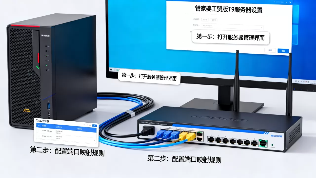 管家婆工贸版T9服务器设置步骤有哪些,端口映射怎么配置 管家婆工贸版T9服务器设置步骤有哪些,端口映射怎么配置