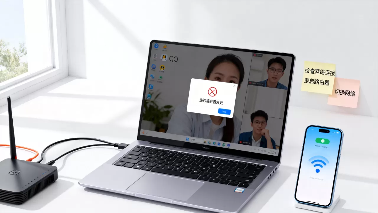 为什么用QQ开视频会议连接服务器失败,怎么解决? 为什么用QQ开视频会议连接服务器失败,怎么解决?