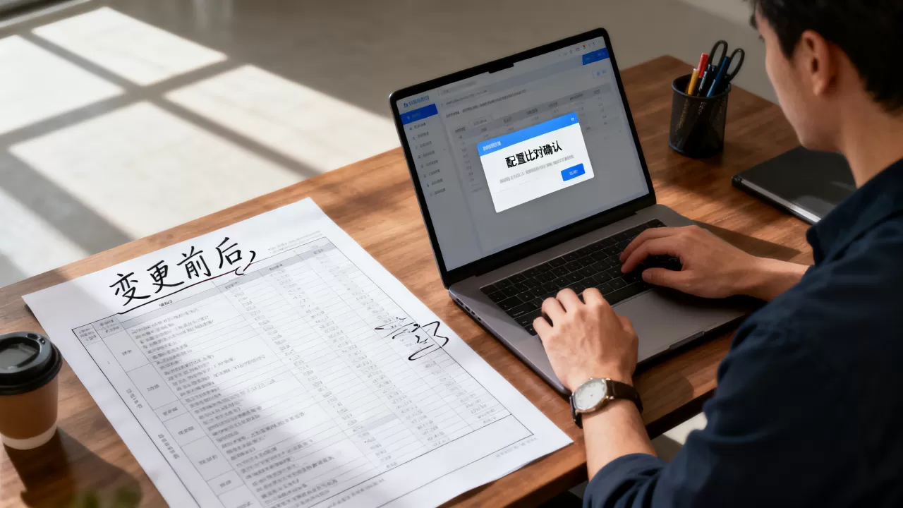 变更操作前后为什么要做配置比对确认?,怎么做? 变更操作前后为什么要做配置比对确认?,怎么做?