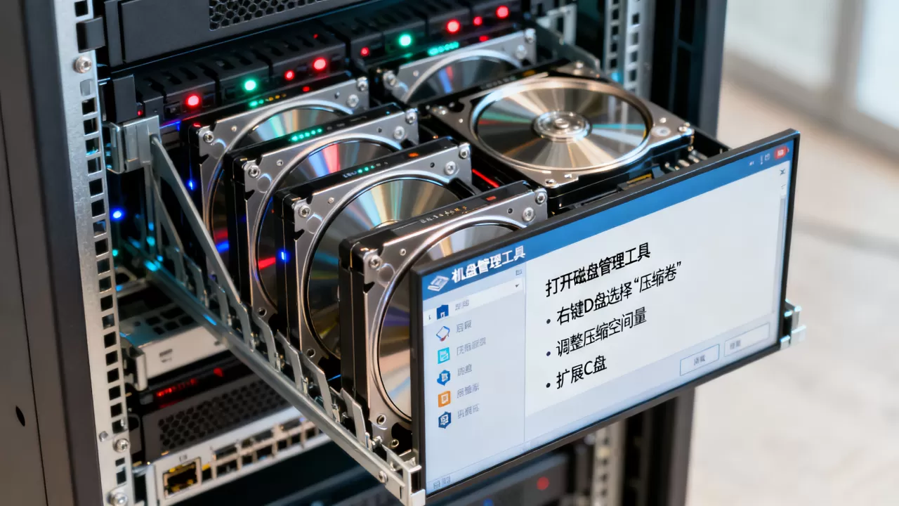 服务器怎么把D盘的空间分给C盘,如何操作? 服务器怎么把D盘的空间分给C盘,如何操作?