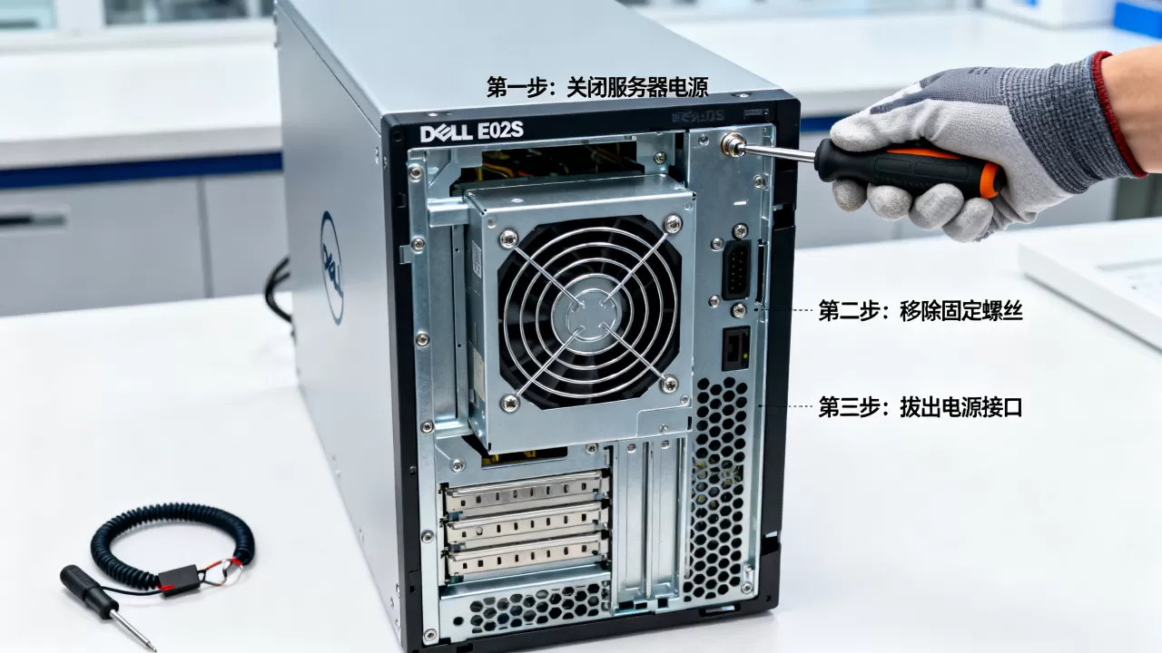 DELL E02S服务器电源怎么拆,电源拆卸步骤怎么做? DELL E02S服务器电源怎么拆,电源拆卸步骤怎么做?