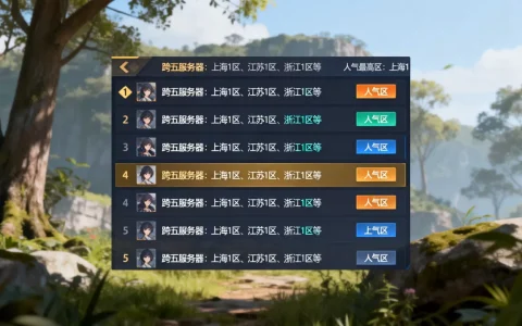 跨五服务器都包括哪些，哪个区的人气最高？