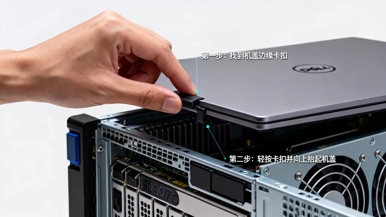 戴尔e07s服务器机盖怎么打开,具体步骤有哪些? 戴尔e07s服务器机盖怎么打开,具体步骤有哪些?