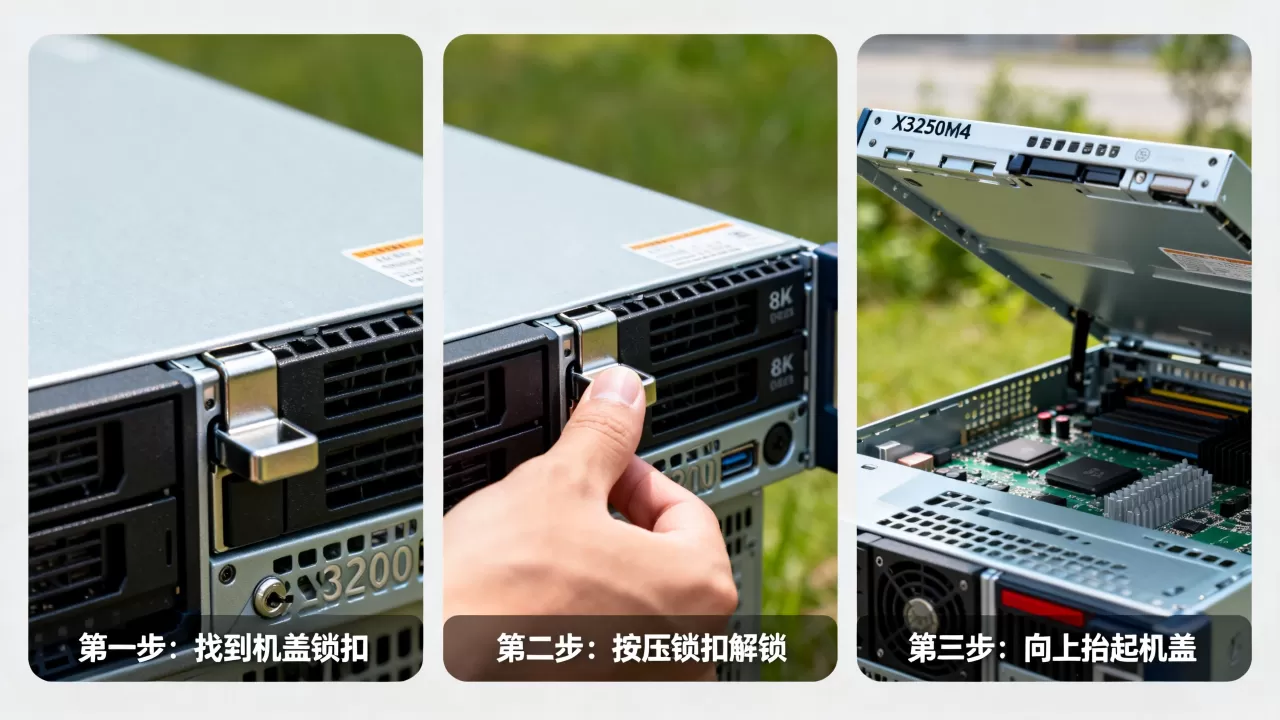 x3250m4服务器机盖如何正确打开?,完整步骤是什么 x3250m4服务器机盖如何正确打开?,完整步骤是什么
