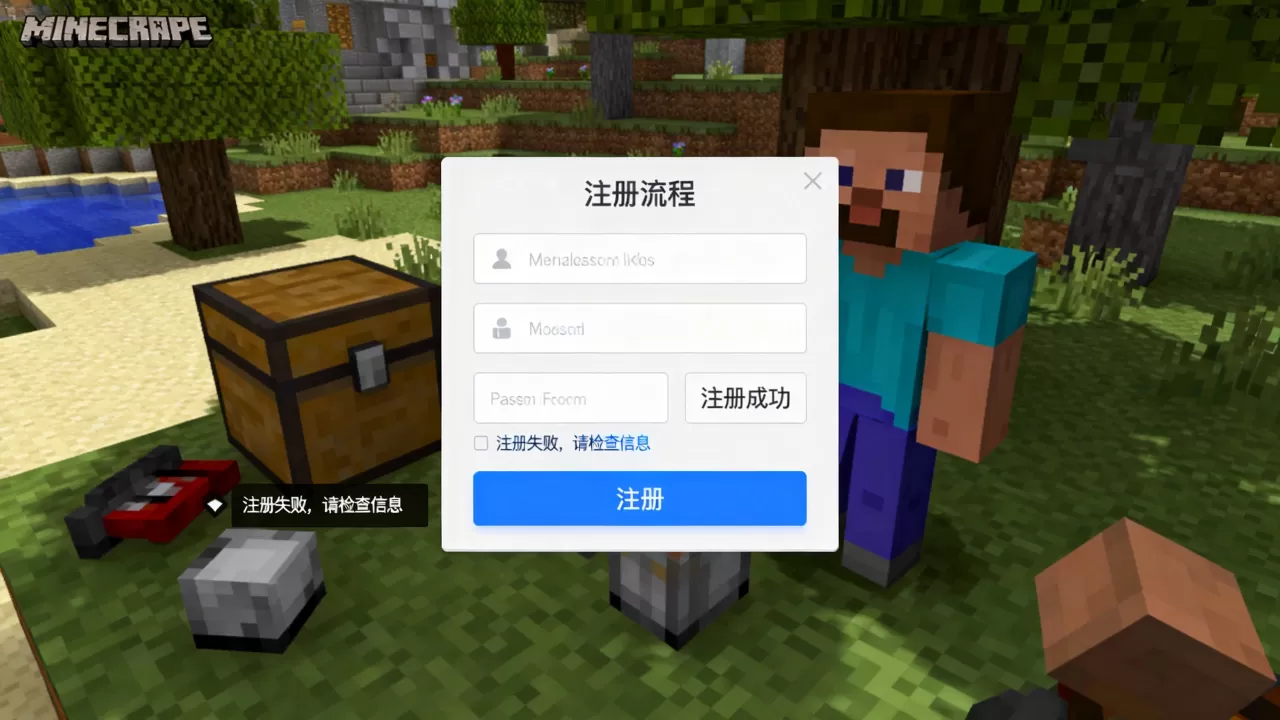 我的世界PE进入服务器怎么注册?,注册失败怎么办 我的世界PE进入服务器怎么注册?,注册失败怎么办