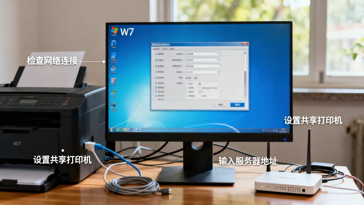 w7系统打印机服务器连接不上怎么办,网络共享打印设置步骤详解 w7系统打印机服务器连接不上怎么办,网络共享打印设置步骤详解