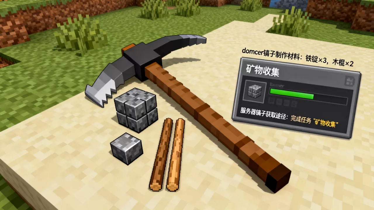 我的世界domcer镐子怎么做?,服务器镐子怎么获得 我的世界domcer镐子怎么做?,服务器镐子怎么获得