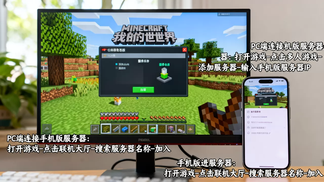 我的世界PC端怎么玩手机版服务器,手机版怎么进服务器? 我的世界PC端怎么玩手机版服务器,手机版怎么进服务器?