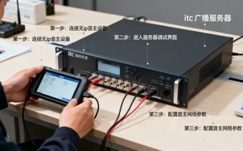 itc广播服务器里怎么调试无ip音主，具体步骤是什么？
