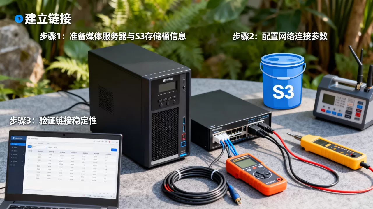 媒体服务器和S3之间怎么建立链接?,具体步骤有哪些? 媒体服务器和S3之间怎么建立链接?,具体步骤有哪些?