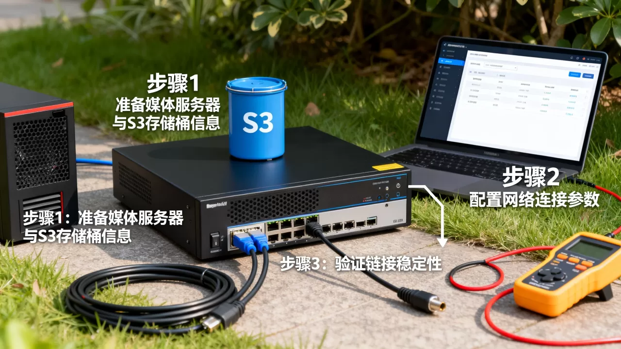 媒体服务器和S3之间怎么建立链接?,具体步骤有哪些? 媒体服务器和S3之间怎么建立链接?,具体步骤有哪些?