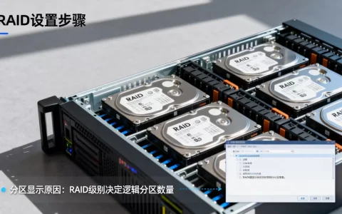 服务器做RAID后为什么显示多个分区，怎么设置？