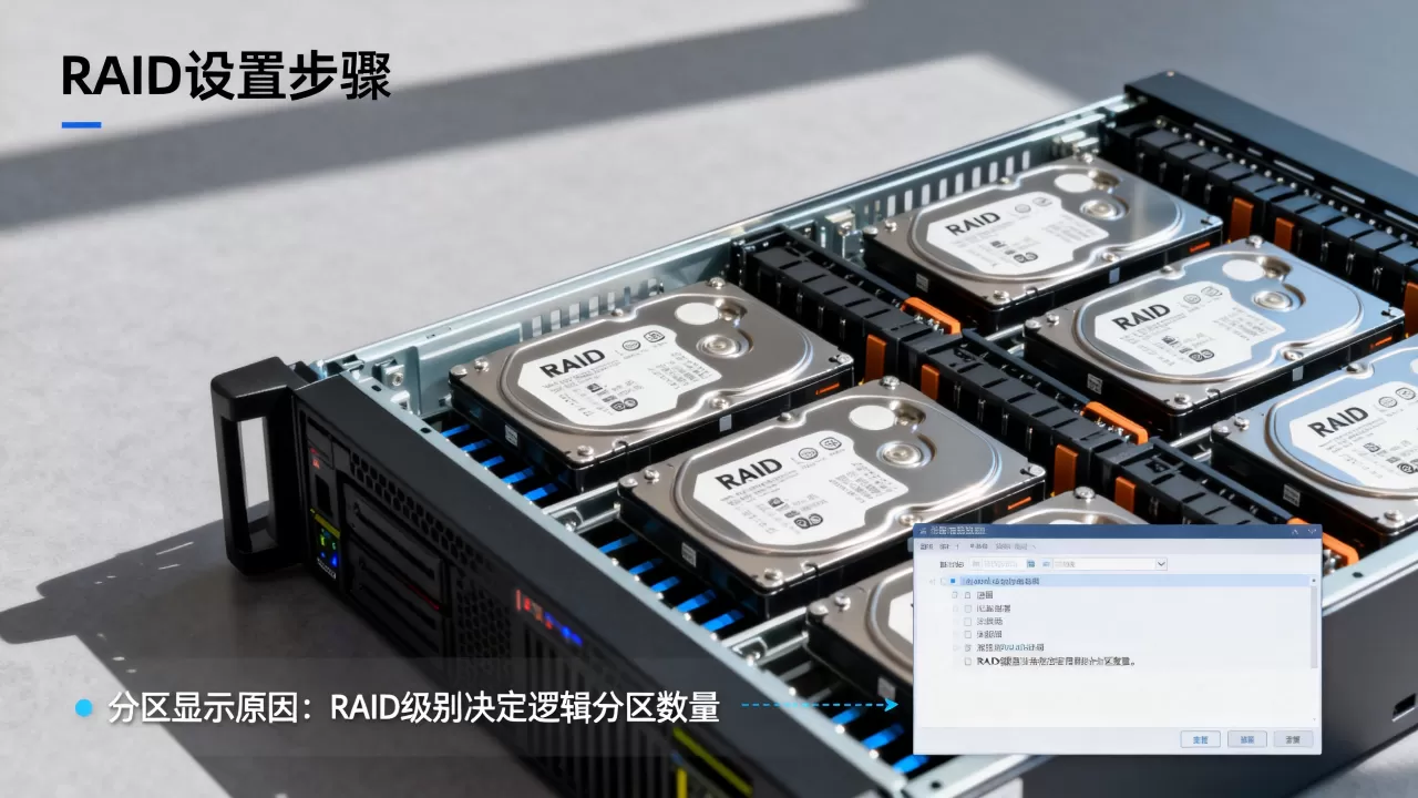 服务器做RAID后为什么显示多个分区,怎么设置? 服务器做RAID后为什么显示多个分区,怎么设置?