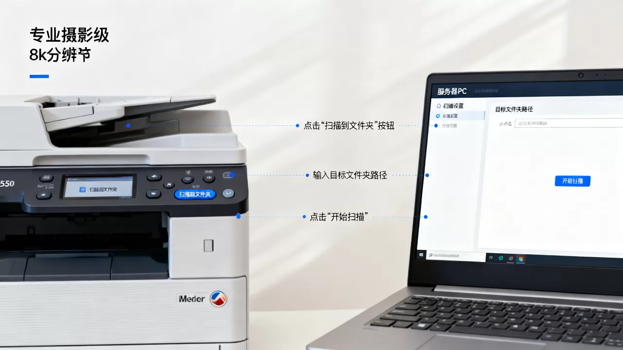 施乐550带服务器PC端扫描怎么设置?扫描到文件夹方法。 施乐550带服务器PC端扫描怎么设置?扫描到文件夹方法。